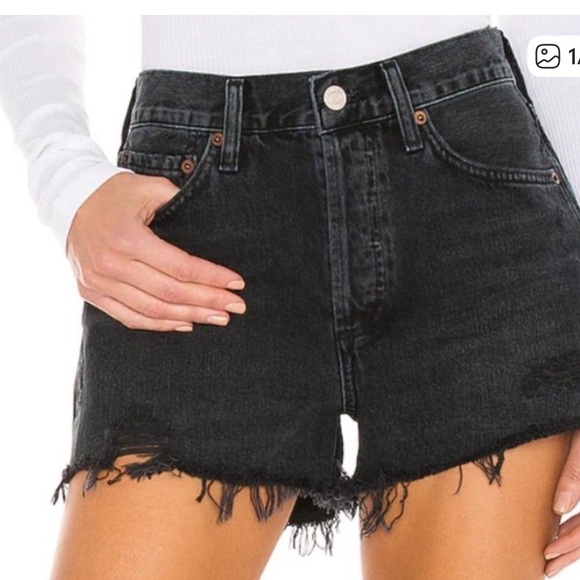 Agolde Pants - Agolde Distressed Black Jean Shorts